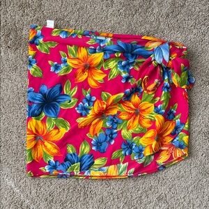 Vintage Y2K 90s Victoria’s Secret Floral Pink Hawaiian Tropical Wrap Swim Skirt